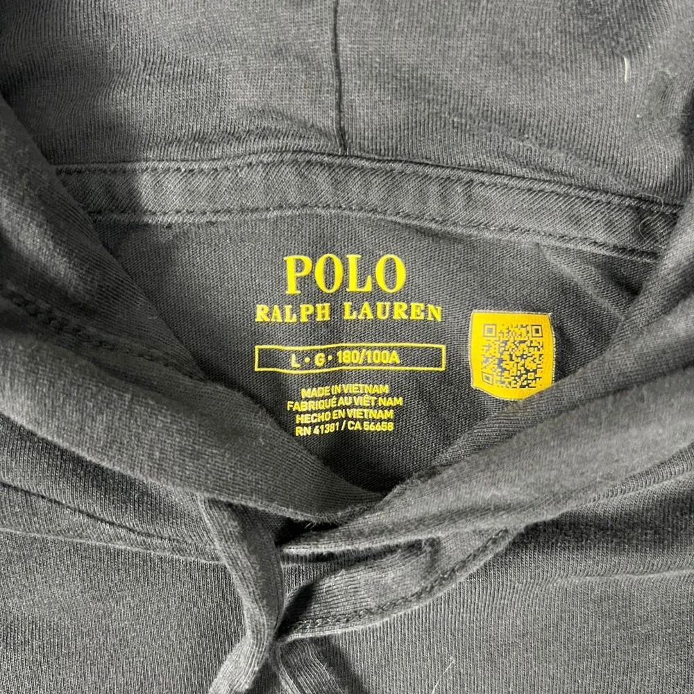 Polo Ralph Lauren Hooded T-Shirt Mens Large Black Long Sleeve Pony Logo
